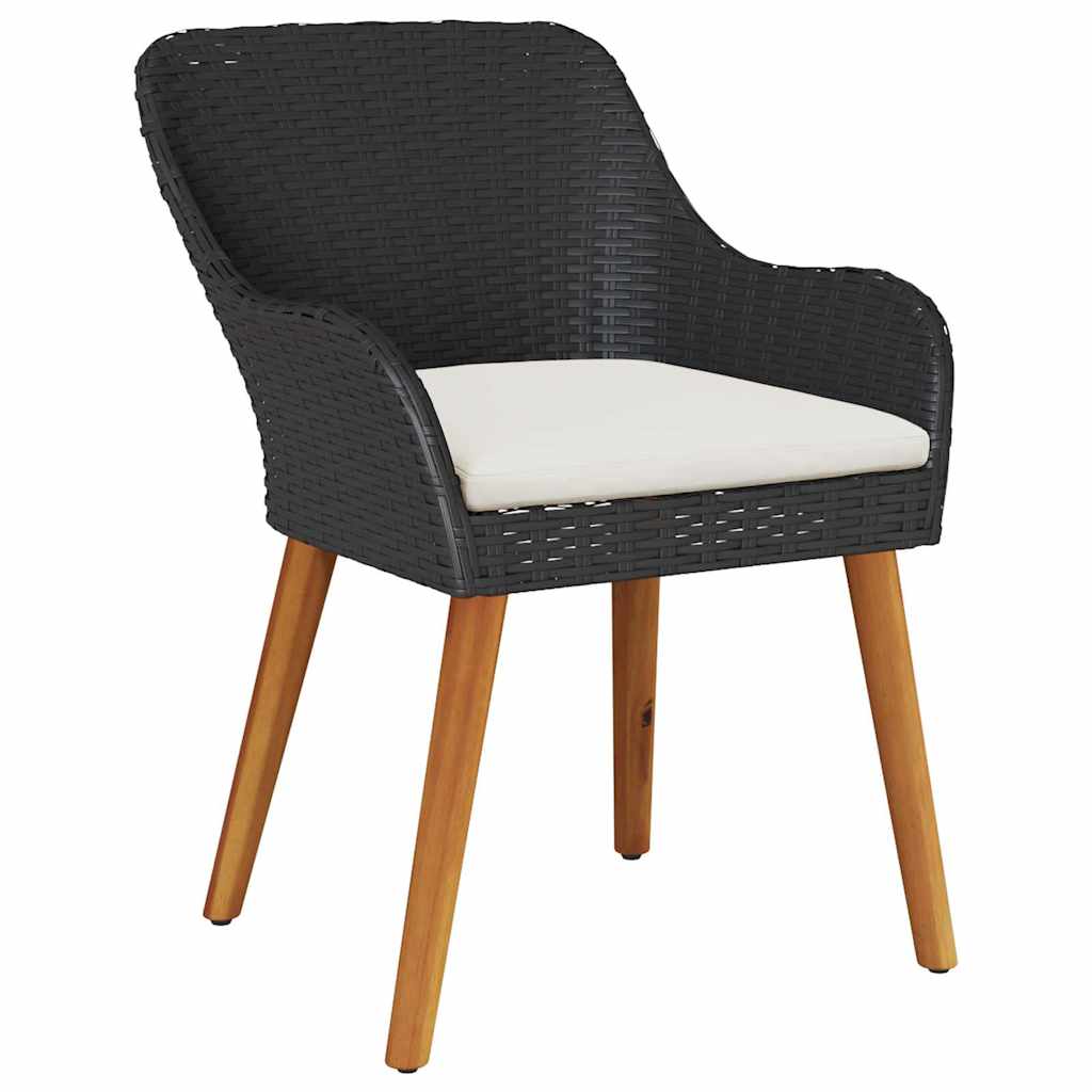 Have Spisebordssæt med pude 9 pcs Sort polyrattan