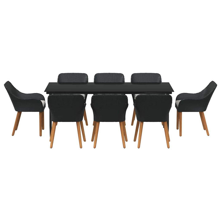 Have Spisebordssæt med pude 9 pcs Sort polyrattan