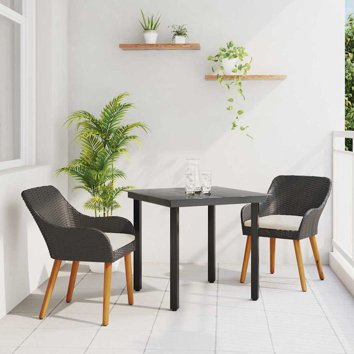 Have Spisebordssæt med pude 3 pcs Sort polyrattan