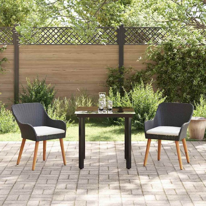 Have Spisebordssæt med pude 3 pcs Sort polyrattan