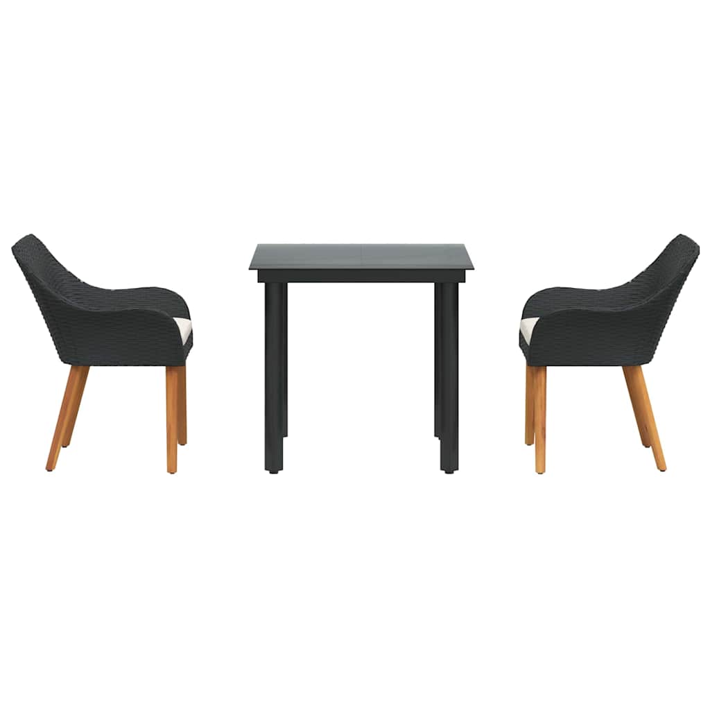 Have Spisebordssæt med pude 3 pcs Sort polyrattan