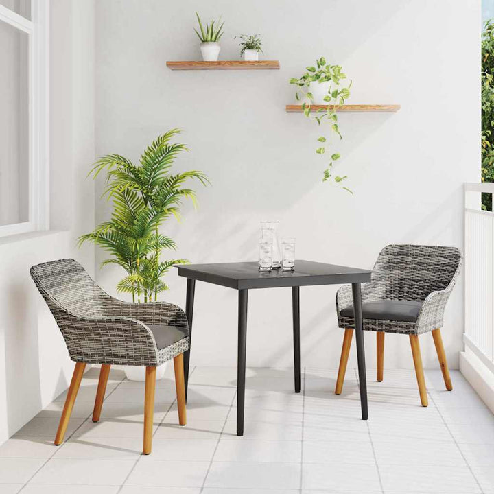 Have Spisebordssæt med pude 3 pcs Grå polyrattan