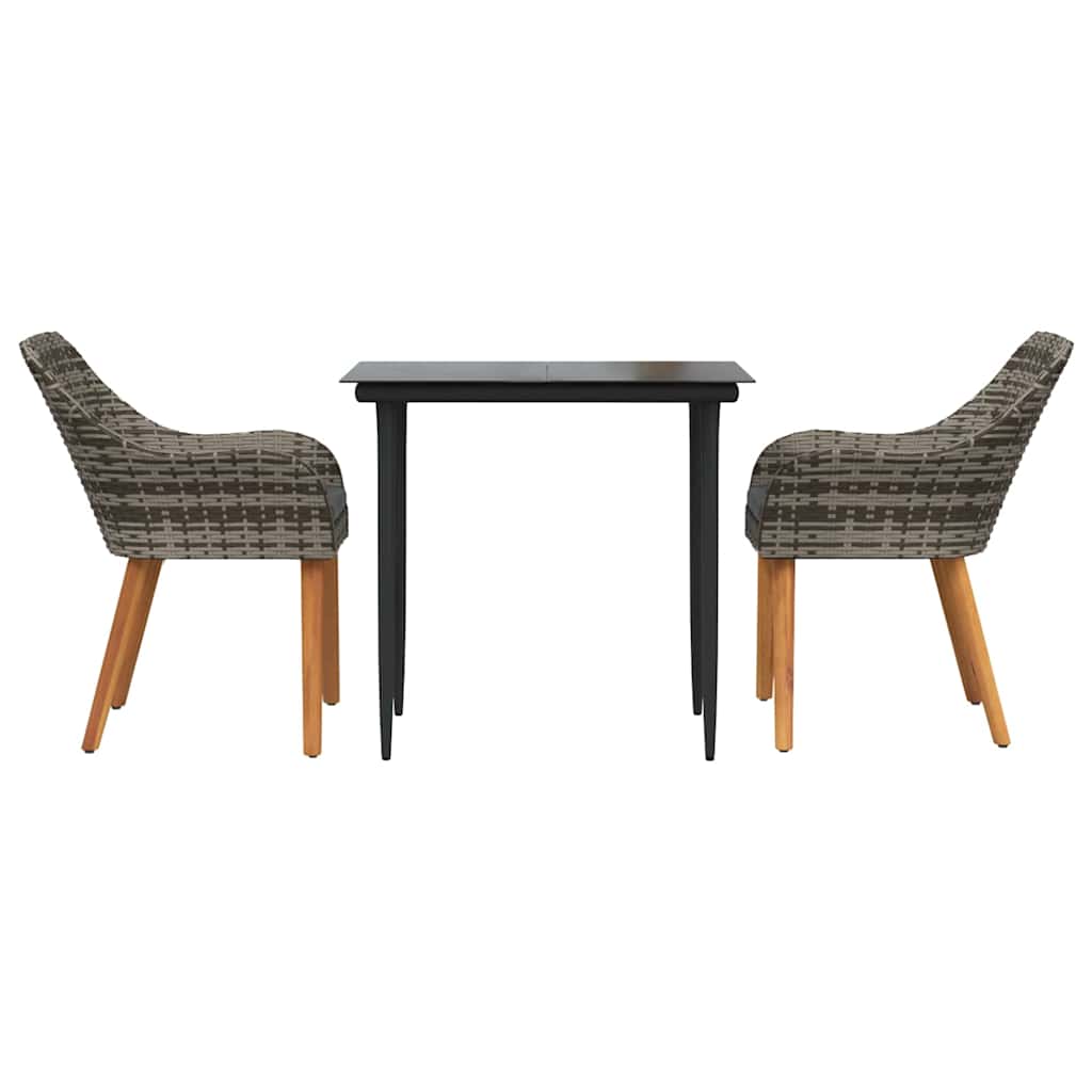 Have Spisebordssæt med pude 3 pcs Grå polyrattan