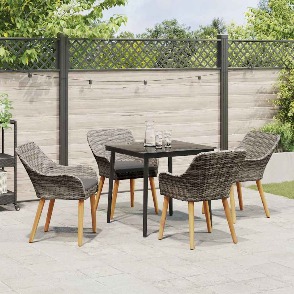 Have Spisebordssæt med pude 5 pcs Grå polyrattan