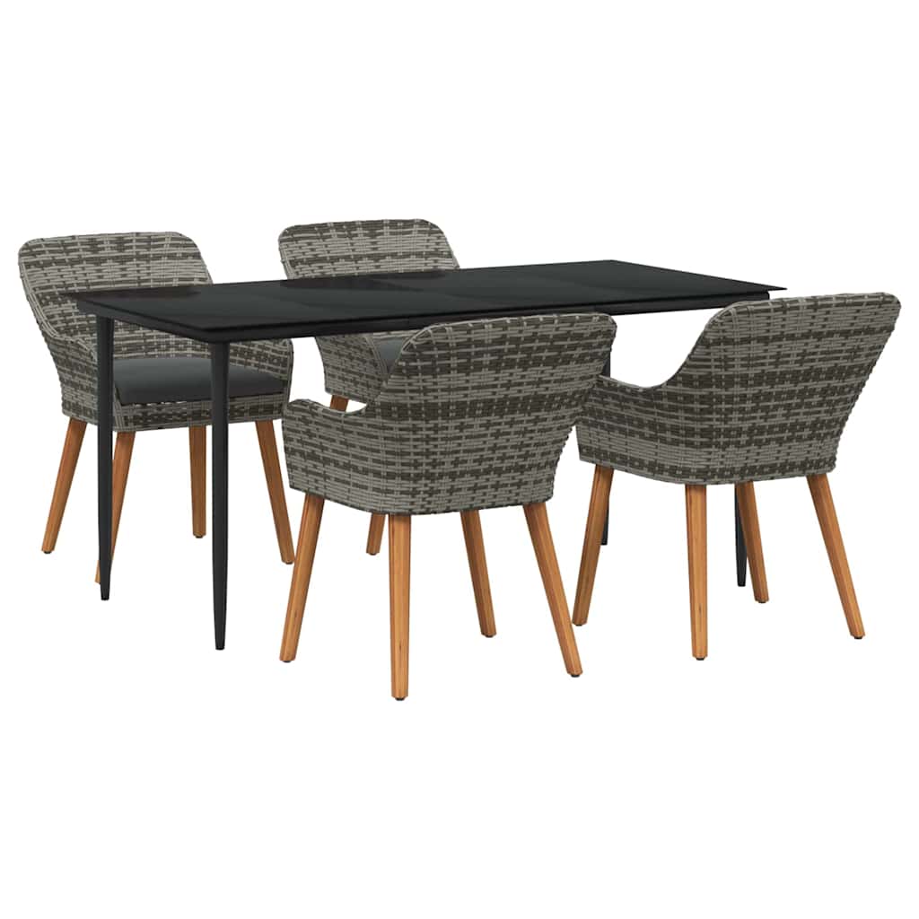 Have Spisebordssæt med pude 5 pcs Grå polyrattan