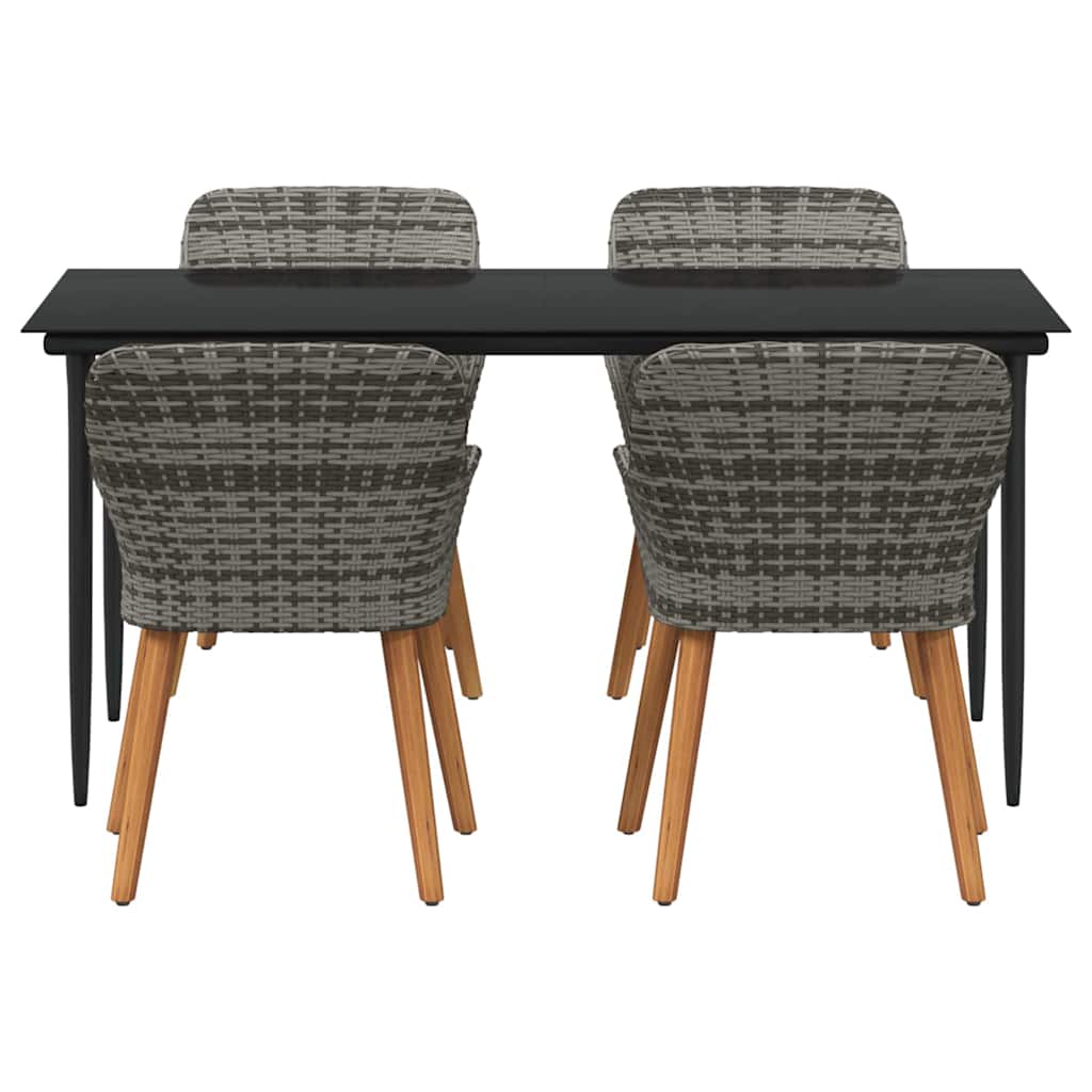 Have Spisebordssæt med pude 5 pcs Grå polyrattan