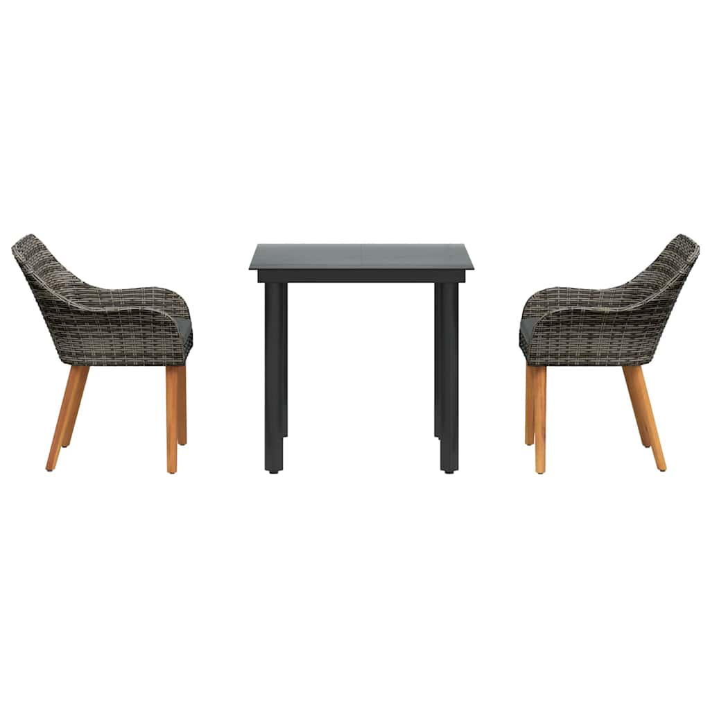 Have Spisebordssæt med pude 3 pcs Grå polyrattan