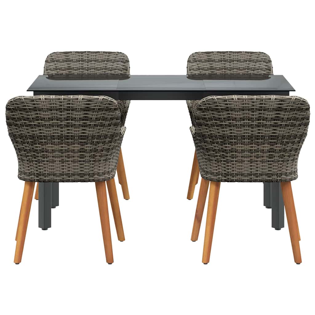 Have Spisebordssæt med pude 5 pcs Grå polyrattan