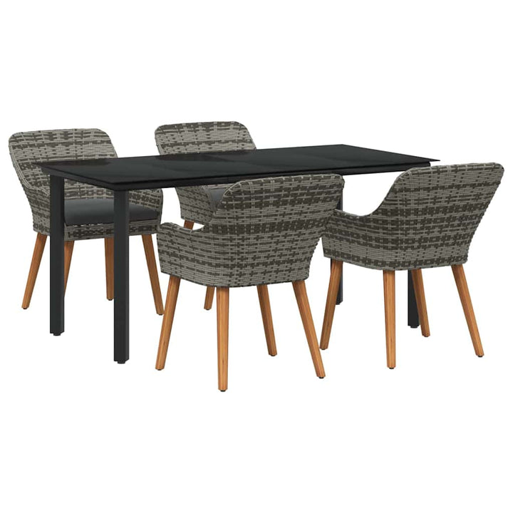 Have Spisebordssæt med pude 5 pcs Grå polyrattan