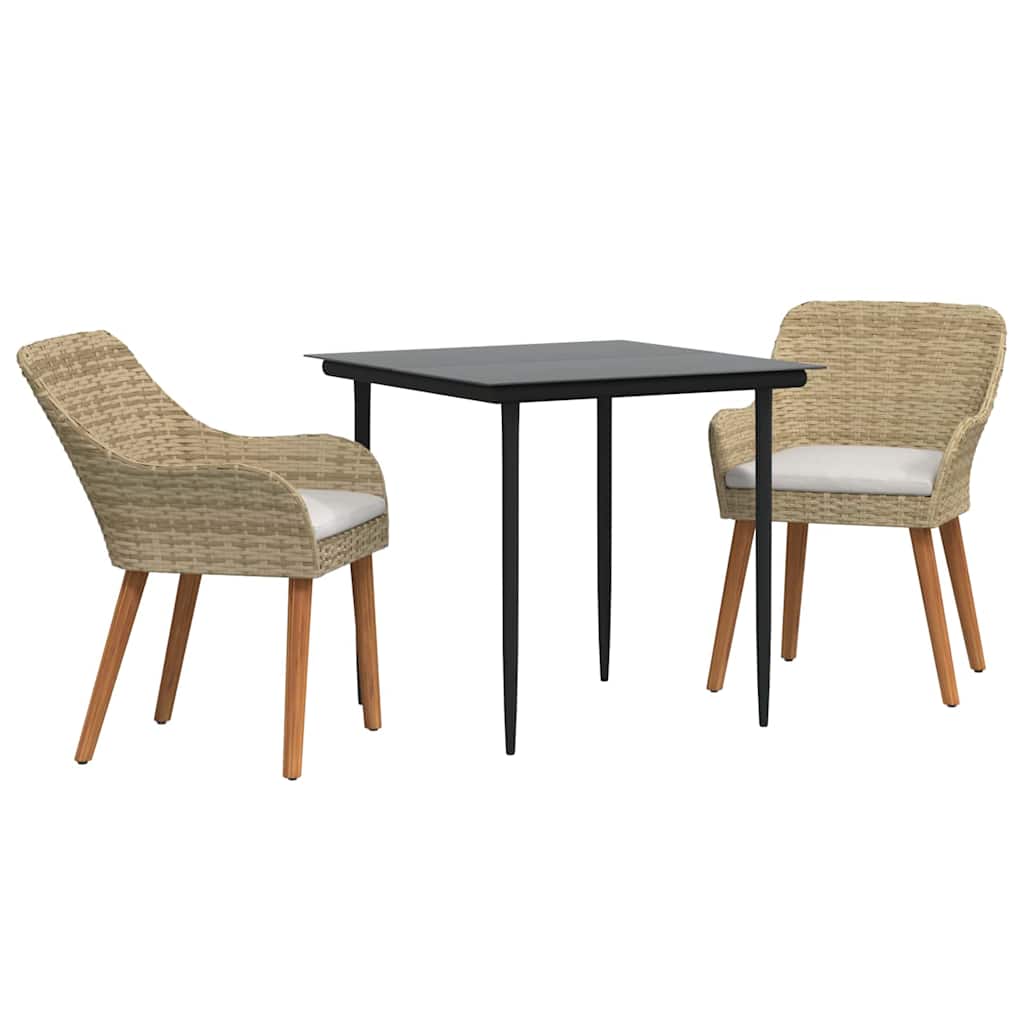 Have Spisebordssæt med pude 3 pcs Beige polyrattan