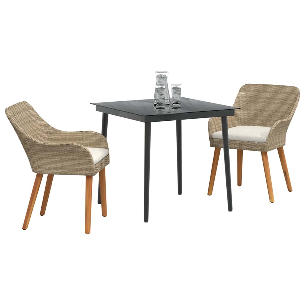 Have Spisebordssæt med pude 3 pcs Beige polyrattan