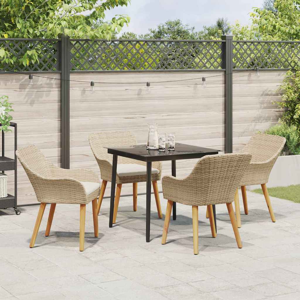 Have Spisebordssæt med pude 5 pcs Beige polyrattan