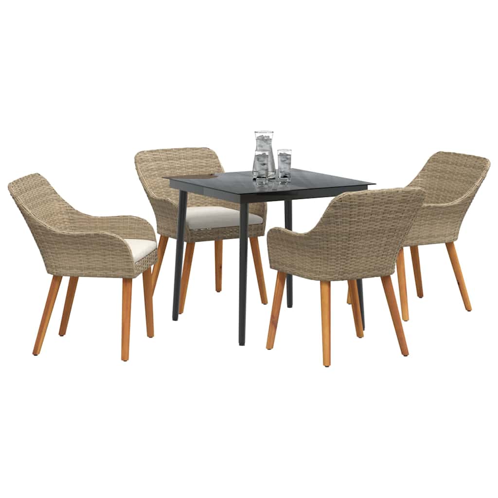 Have Spisebordssæt med pude 5 pcs Beige polyrattan