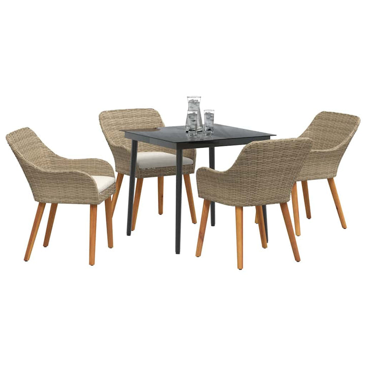 Have Spisebordssæt med pude 5 pcs Beige polyrattan