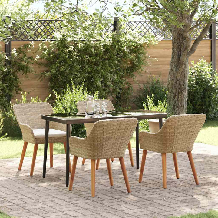 Have Spisebordssæt med pude 5 pcs Beige polyrattan