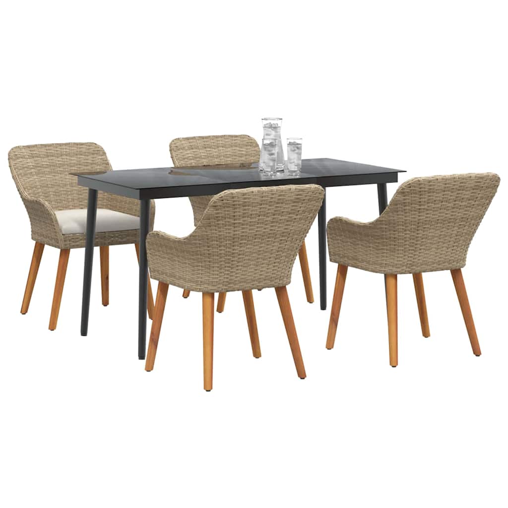 Have Spisebordssæt med pude 5 pcs Beige polyrattan