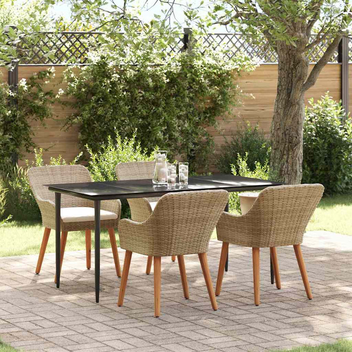 Have Spisebordssæt med pude 5 pcs Beige polyrattan