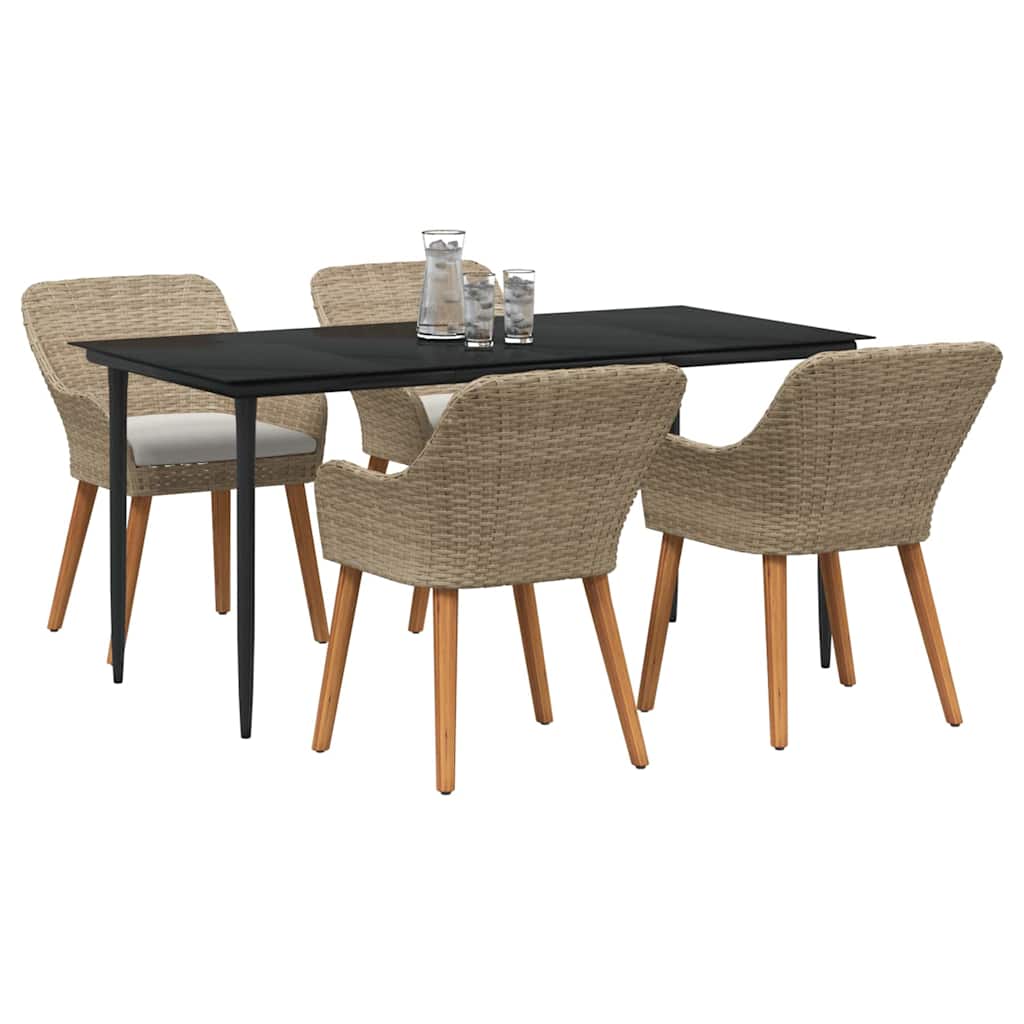 Have Spisebordssæt med pude 5 pcs Beige polyrattan