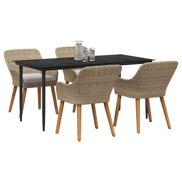 Have Spisebordssæt med pude 5 pcs Beige polyrattan