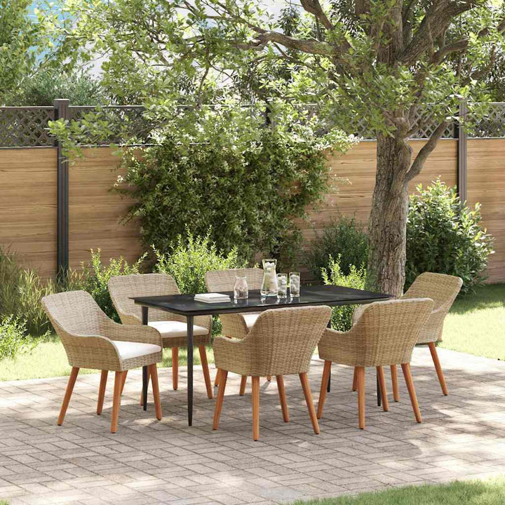 Have Spisebordssæt med pude 7 pcs Beige polyrattan