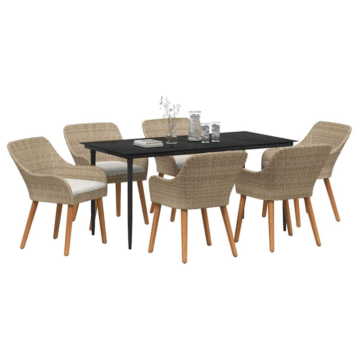 Have Spisebordssæt med pude 7 pcs Beige polyrattan