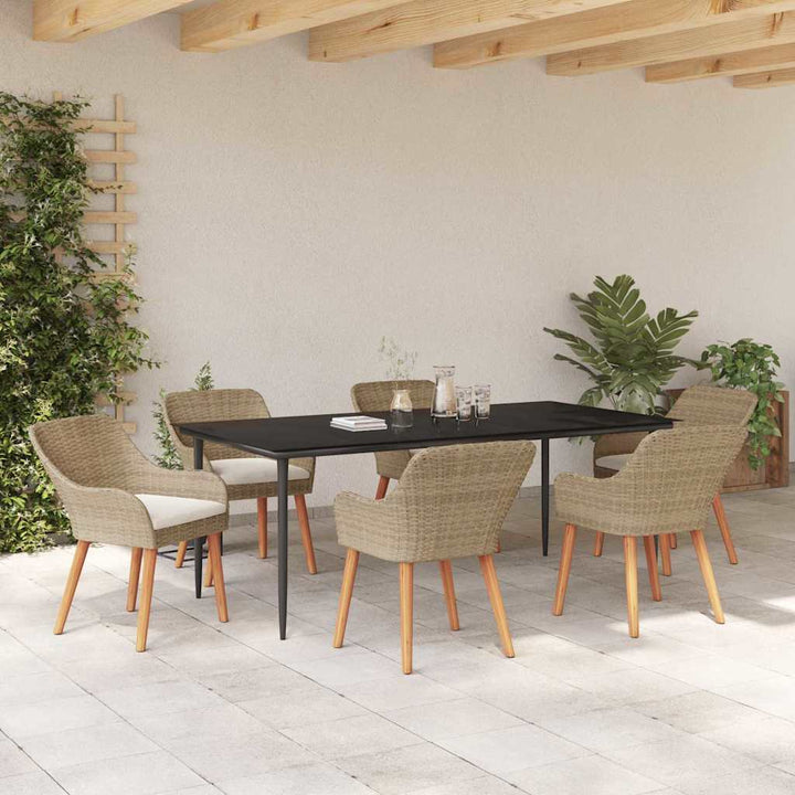 Have Spisebordssæt med pude 7 pcs Beige polyrattan