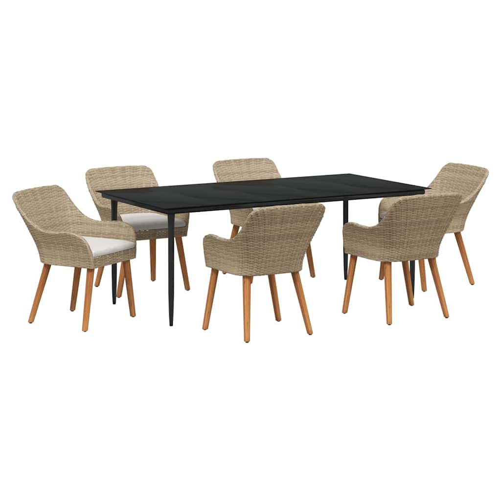 Have Spisebordssæt med pude 7 pcs Beige polyrattan