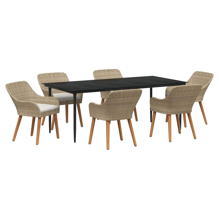 Have Spisebordssæt med pude 7 pcs Beige polyrattan