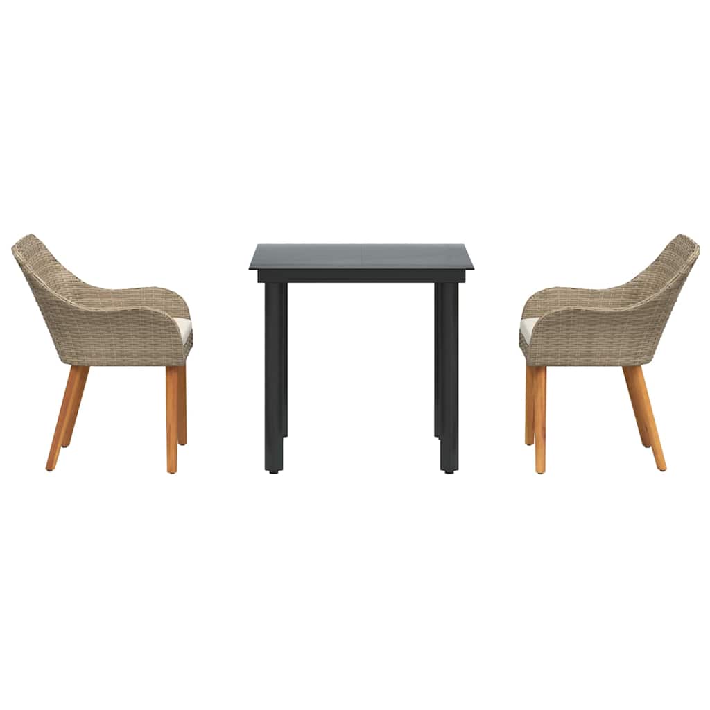 Have Spisebordssæt med pude 3 pcs Beige polyrattan