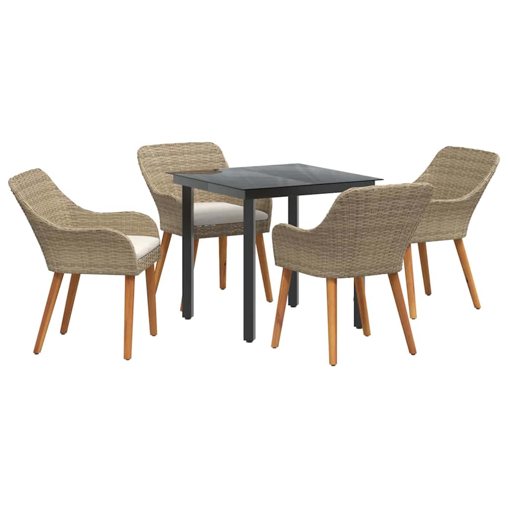Have Spisebordssæt med pude 5 pcs Beige polyrattan