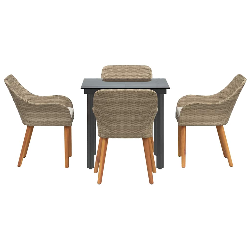 Have Spisebordssæt med pude 5 pcs Beige polyrattan