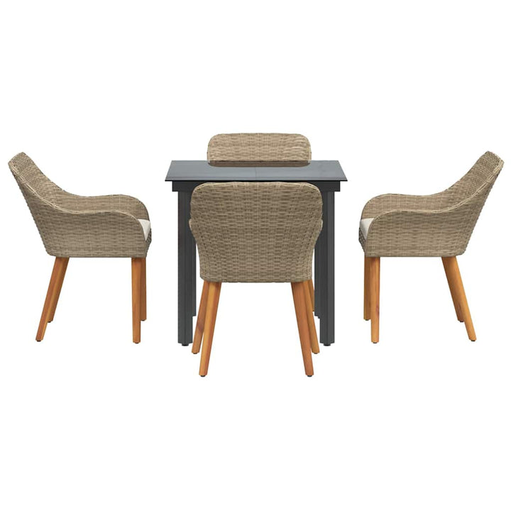 Have Spisebordssæt med pude 5 pcs Beige polyrattan