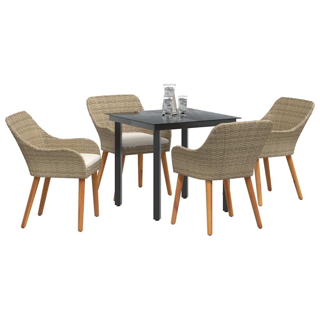 Have Spisebordssæt med pude 5 pcs Beige polyrattan