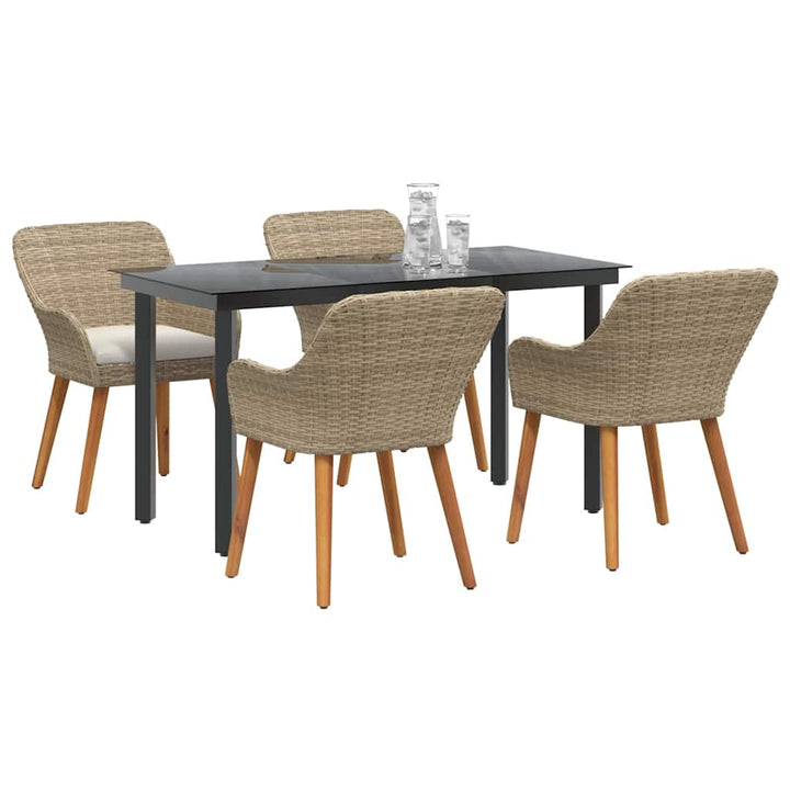 Have Spisebordssæt med pude 5 pcs Beige polyrattan