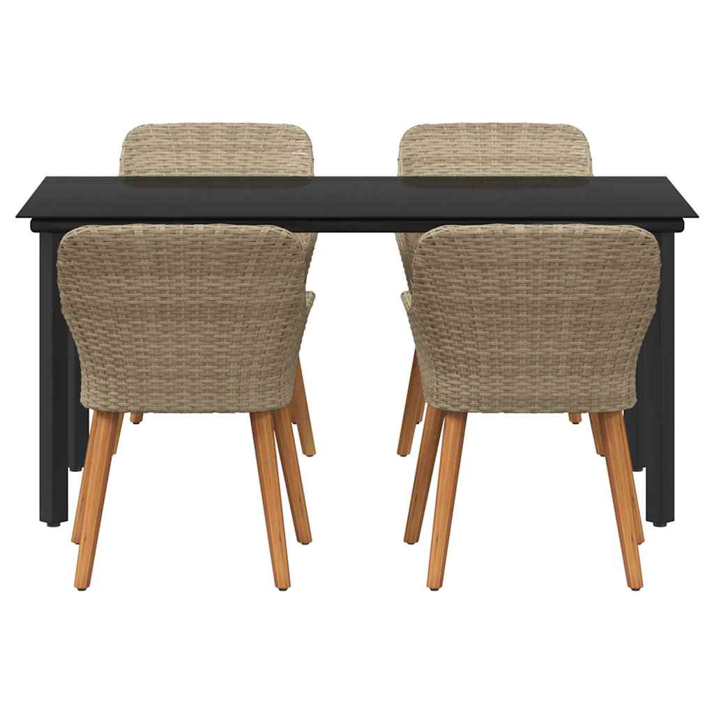 Have Spisebordssæt med pude 5 pcs Beige polyrattan