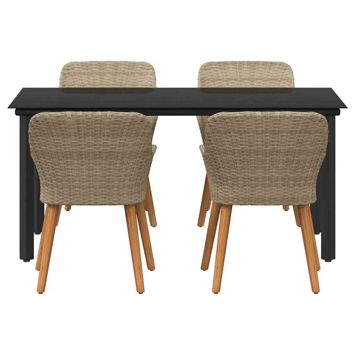 Have Spisebordssæt med pude 5 pcs Beige polyrattan