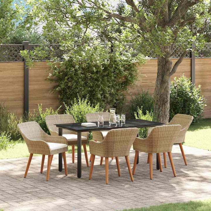 Have Spisebordssæt med pude 7 pcs Beige polyrattan
