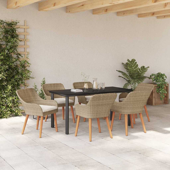 Have Spisebordssæt med pude 7 pcs Beige polyrattan