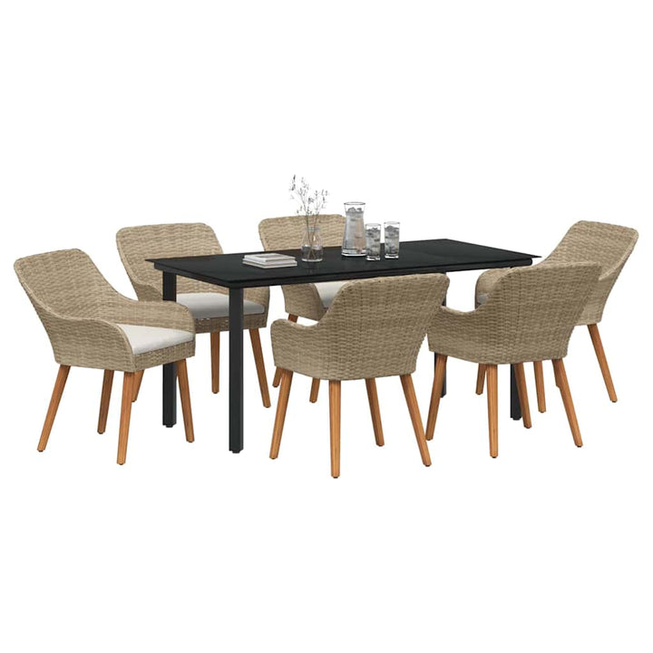 Have Spisebordssæt med pude 7 pcs Beige polyrattan