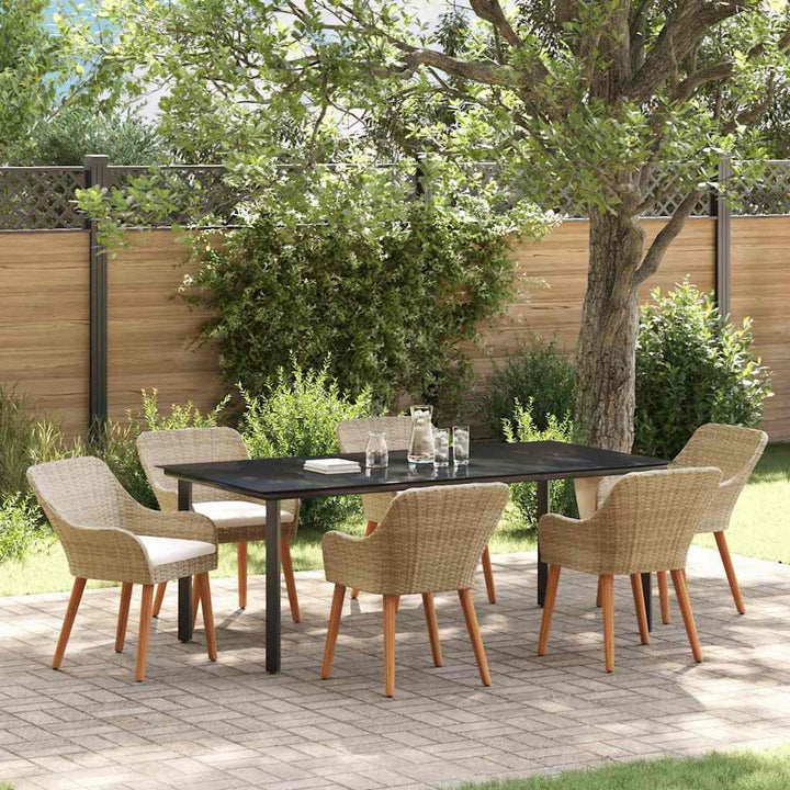 Have Spisebordssæt med pude 7 pcs Beige polyrattan