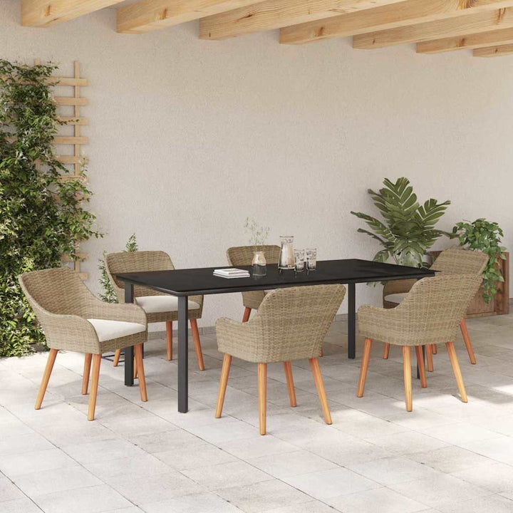 Have Spisebordssæt med pude 7 pcs Beige polyrattan