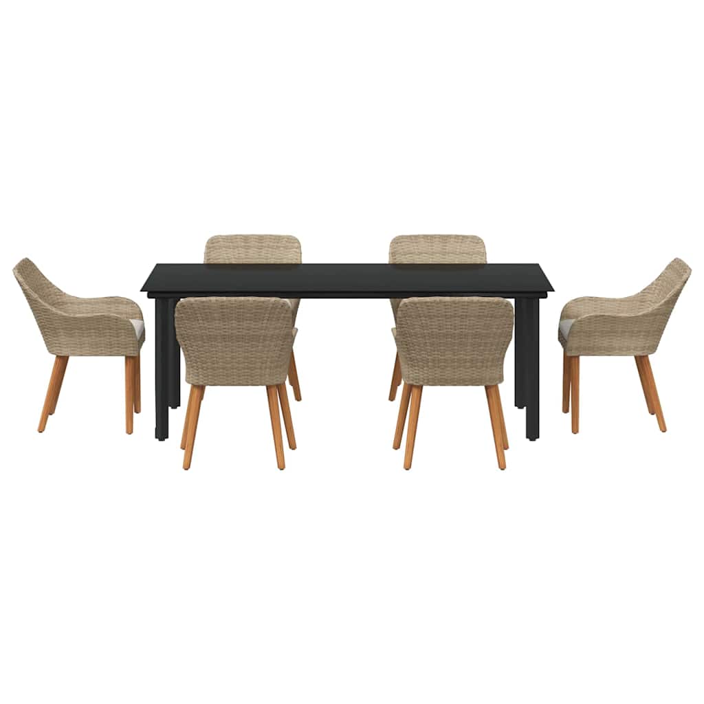 Have Spisebordssæt med pude 7 pcs Beige polyrattan