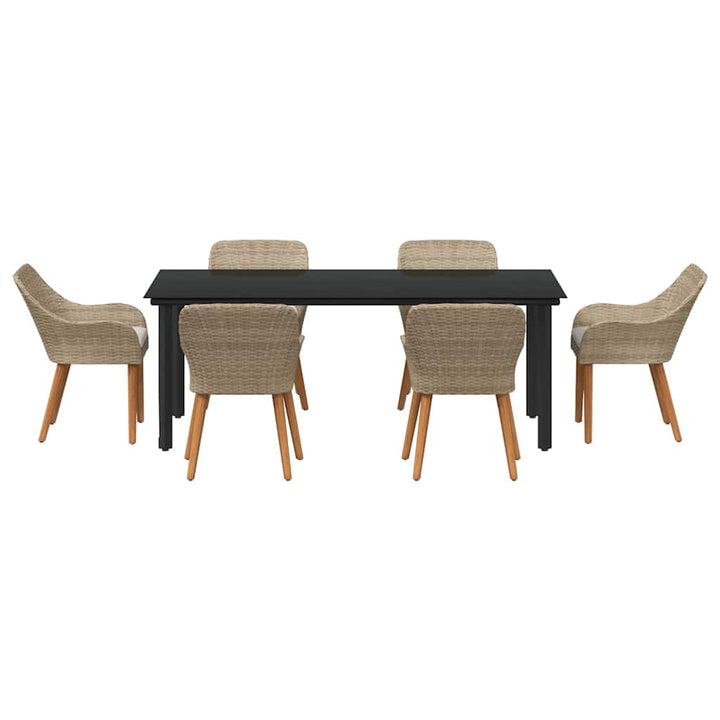 Have Spisebordssæt med pude 7 pcs Beige polyrattan