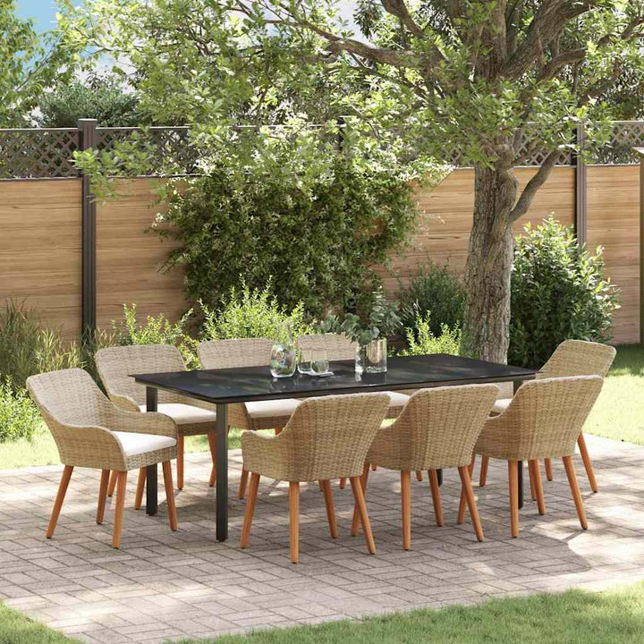 Have Spisebordssæt med pude 9 pcs Beige polyrattan