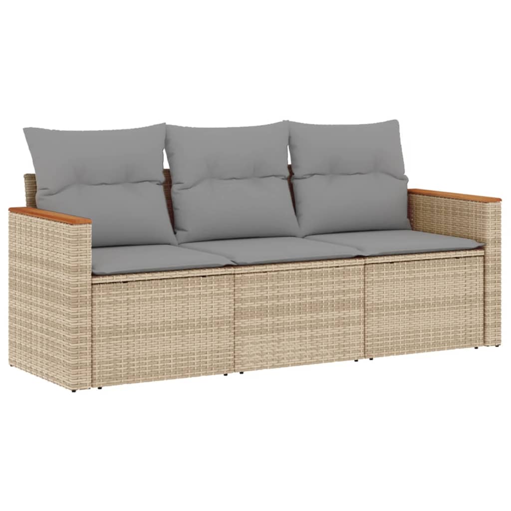 sofasæt til haven 3 dele med hynder polyrattan beige