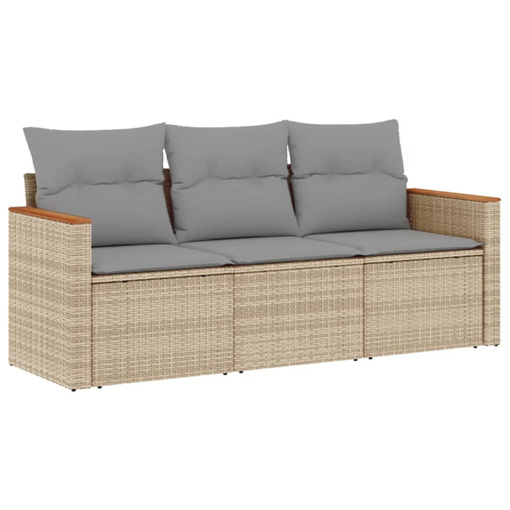 sofasæt til haven 3 dele med hynder polyrattan beige