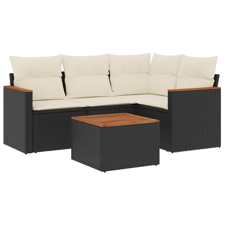 sofasæt til haven 5 dele med hynder polyrattan sort