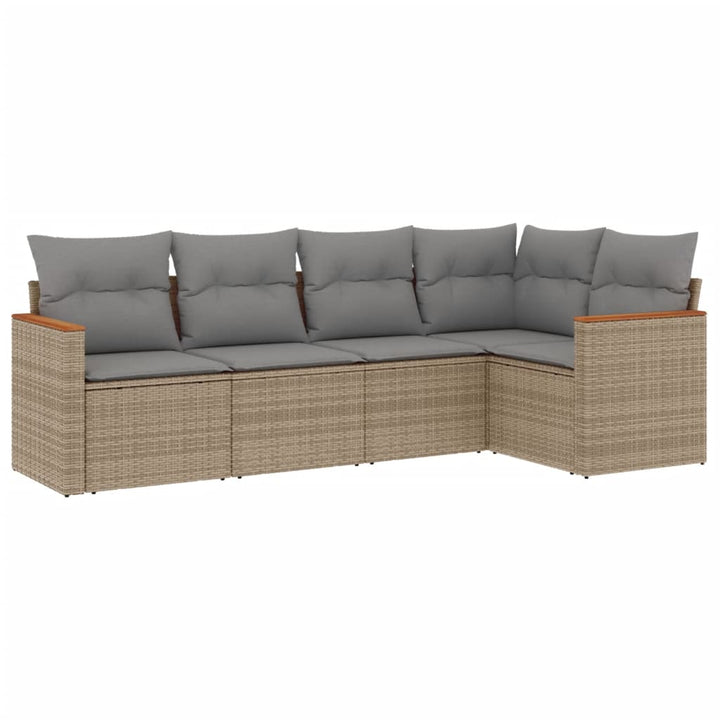 sofasæt til haven 5 dele med hynder polyrattan beige