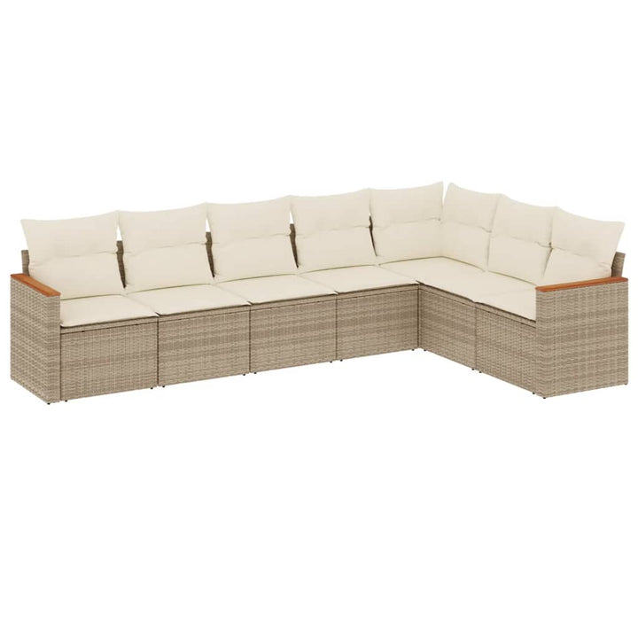 sofasæt til haven 7 dele med hynder polyrattan beige