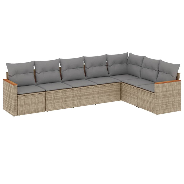 sofasæt til haven 7 dele med hynder polyrattan beige